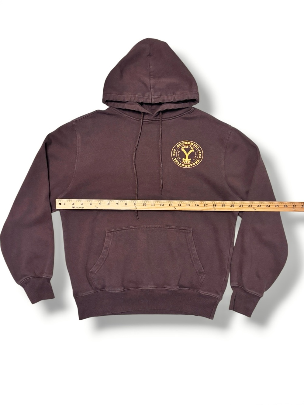 YELLOWSTONE Brown Graphic Hoodie Size Small Limited Run for Crew - Picture 7 of 11